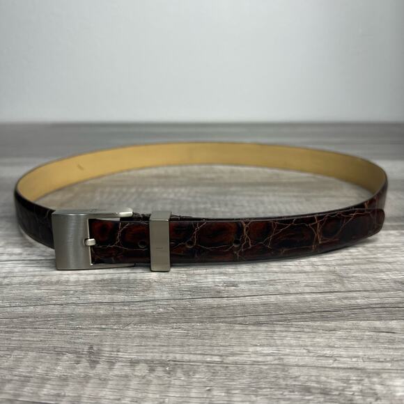 Anne Klein Crocodile Print Italian Leather Belt Old Money Aesthetic - Picture 2 of 6